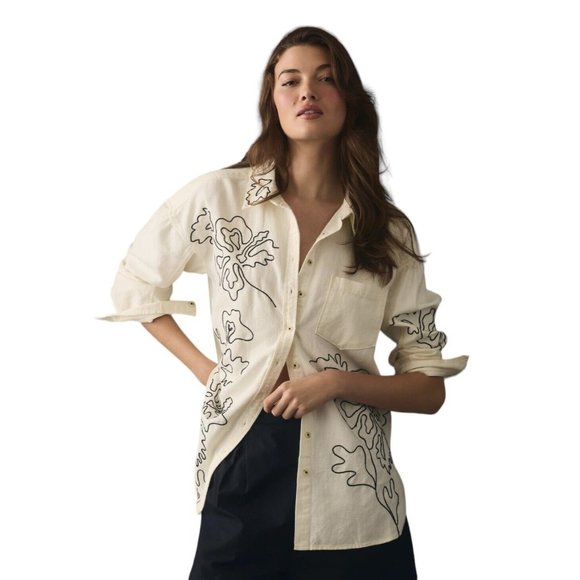 Anthropologie Cream and Black Blouse - Picture 3 of 11